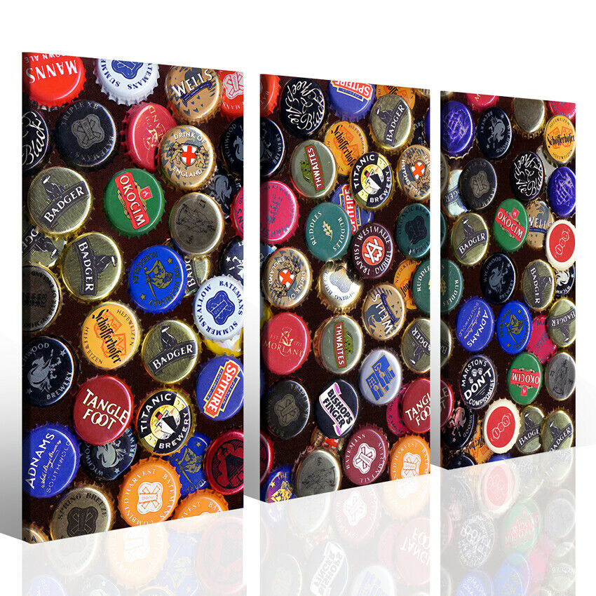 Quadro per pub Model beer stampa su tela canvas tappi vari tipi di birra